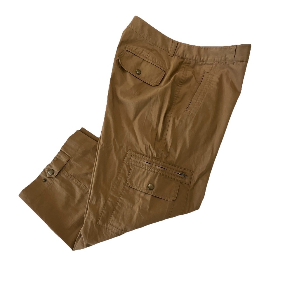 Cropped Cargo Pants Tan Capris Utility Pockets Casual Outdoor Women's Chaps Sz 8